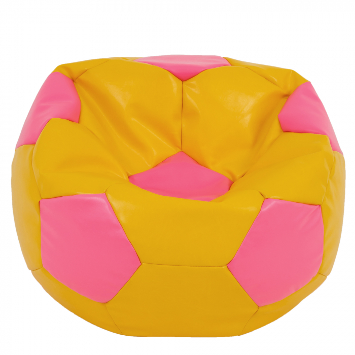 Mega Ball - fotoliu puf - imitatie piele galben/roz [1]