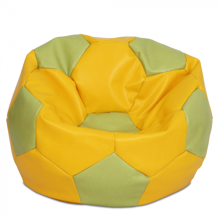 Mega Ball - fotoliu puf - imitatie piele galben/verde [1]