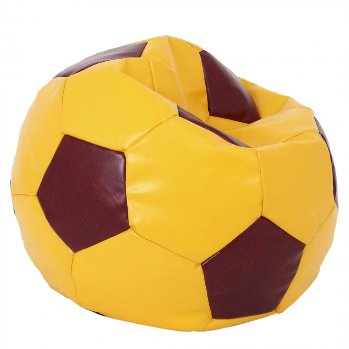 Mega Ball - fotoliu puf - imitatie piele galben/visiniu [2]