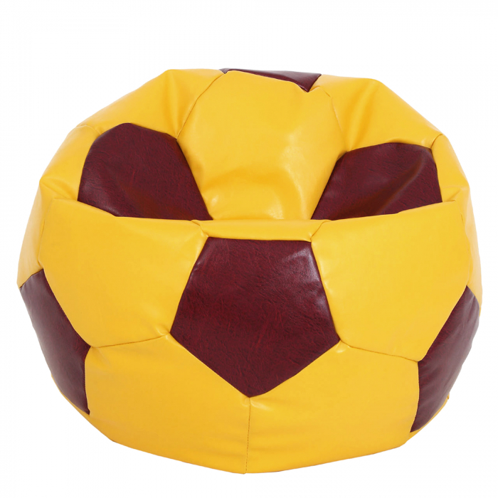 Mega Ball - fotoliu puf - imitatie piele galben/visiniu [1]