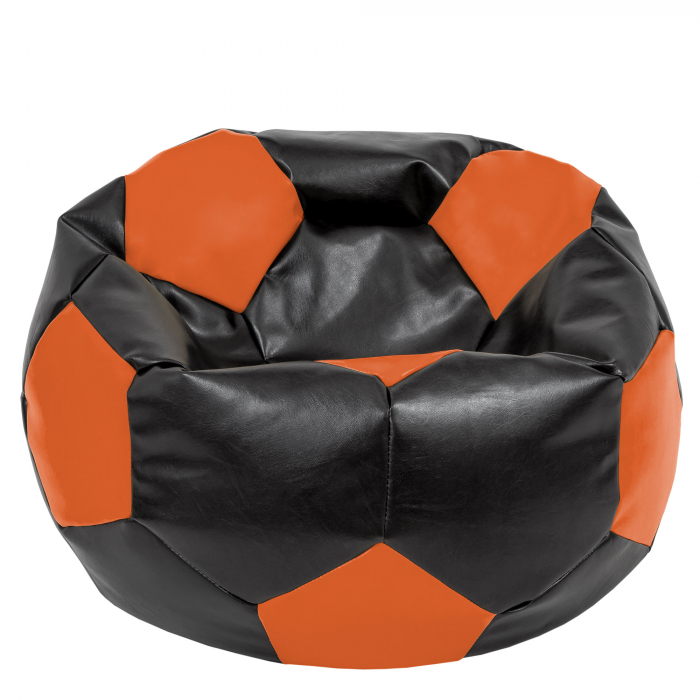 Mega Ball - fotoliu puf - imitatie piele negru/portocaliu [1]