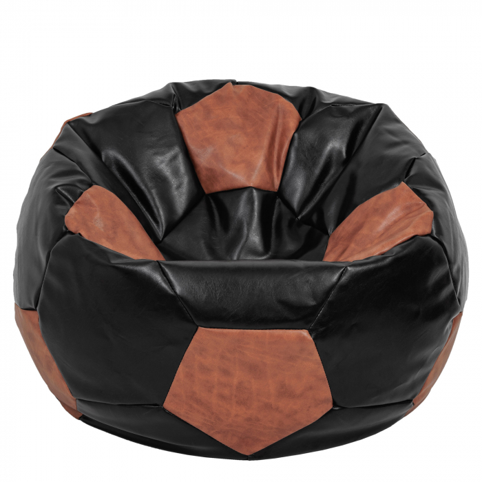 Mega Ball - fotoliu puf - imitatie piele negru/cognac [1]