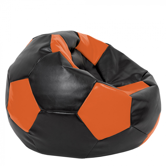 Mega Ball - fotoliu puf - imitatie piele negru/portocaliu [2]