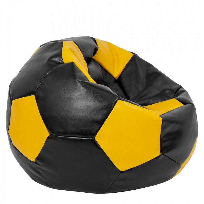 Mega Ball - fotoliu puf - imitatie piele negru/galben [2]