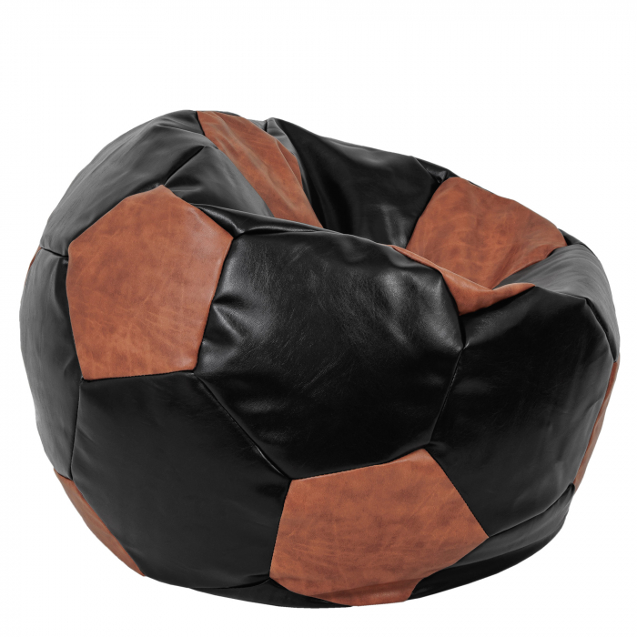 Mega Ball - fotoliu puf - imitatie piele negru/cognac [2]