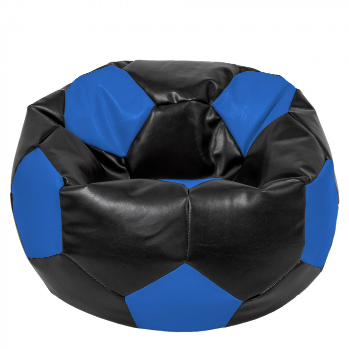 Mega Ball - fotoliu puf - imitatie piele negru/albastru [1]