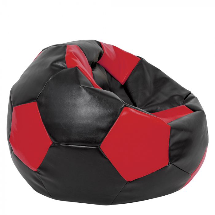 Mega Ball - fotoliu puf - imitatie piele negru/rosu [2]