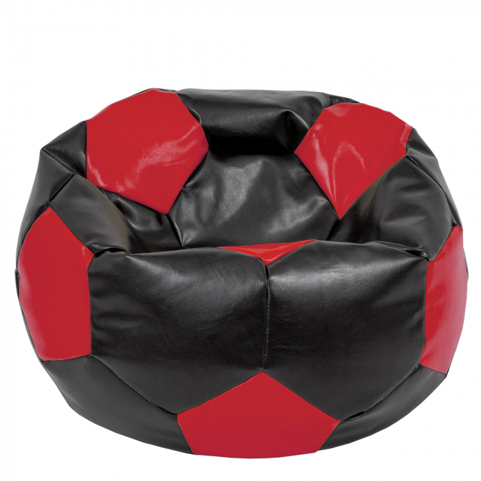 Mega Ball - fotoliu puf - imitatie piele negru/rosu [1]