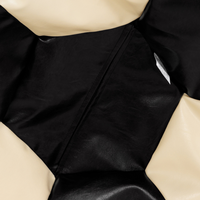 Mega Ball - fotoliu puf - imitatie piele negru/crem [3]