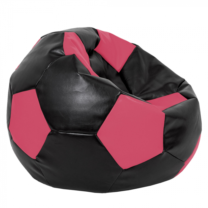 Mega Ball - fotoliu puf - imitatie piele negru/roz [2]