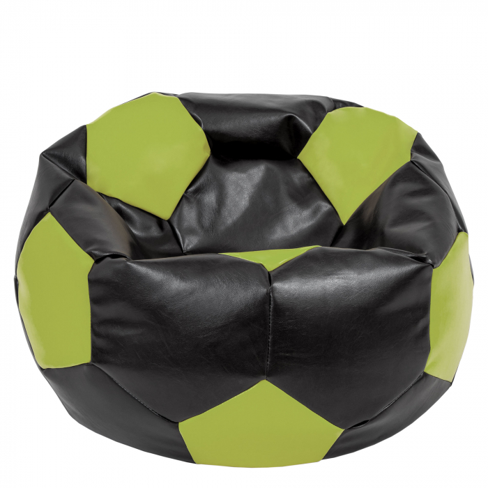 Mega Ball - fotoliu puf - imitatie piele negru/verde [1]