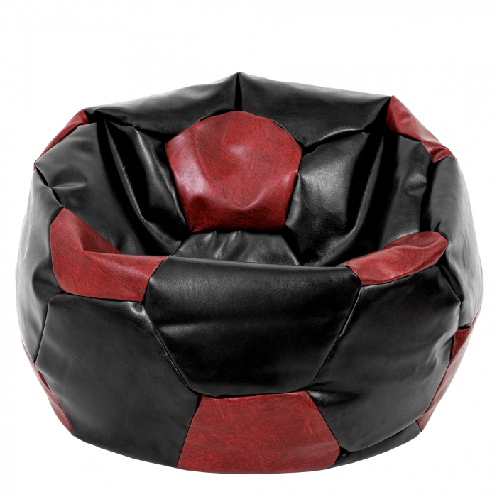 Mega Ball - fotoliu puf - imitatie piele negru/visiniu [1]
