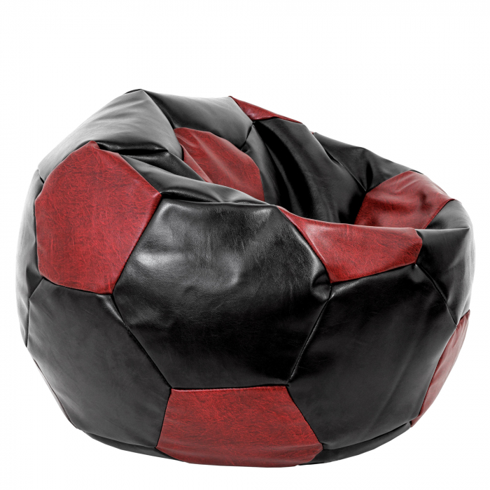 Mega Ball - fotoliu puf - imitatie piele negru/visiniu [2]