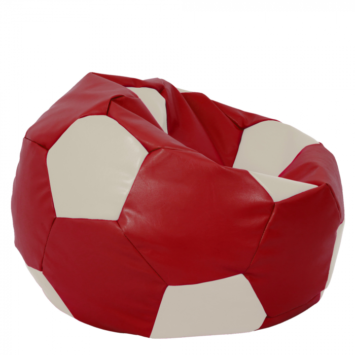 Mega Ball - fotoliu puf - imitatie piele rosu/crem [2]