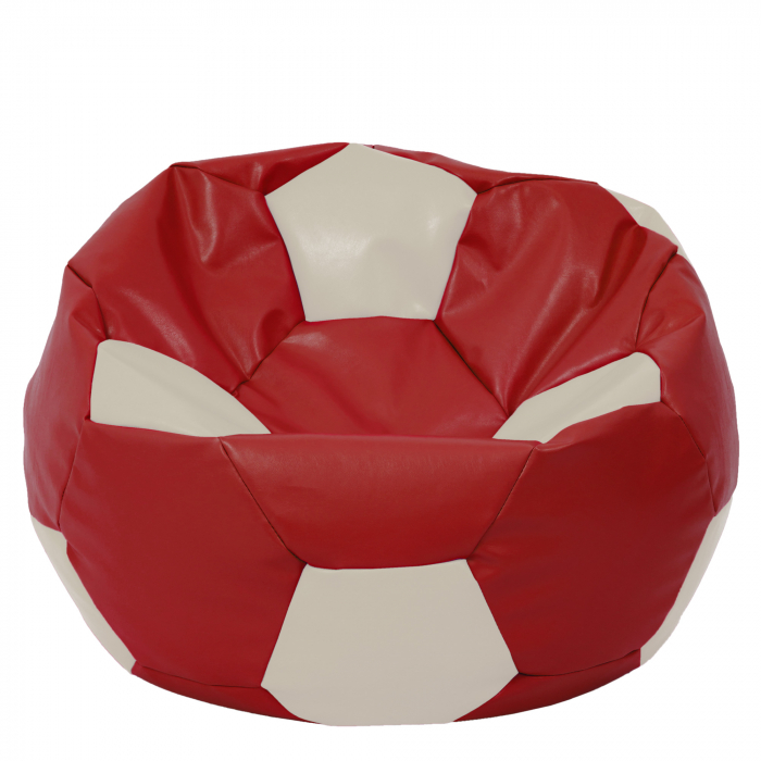 Mega Ball - fotoliu puf - imitatie piele rosu/crem [1]