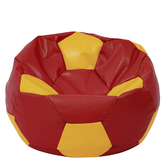 Mega Ball - fotoliu puf - imitatie piele rosu/galben [1]