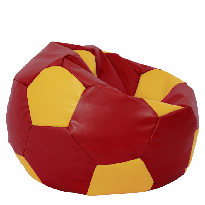 Mega Ball - fotoliu puf - imitatie piele rosu/galben [2]