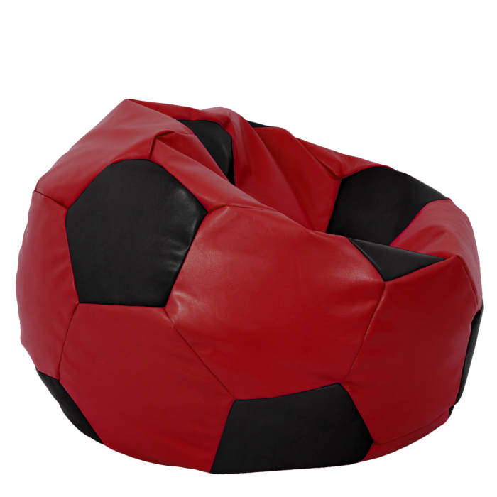 Mega Ball - fotoliu puf - imitatie piele rosu/negru [2]