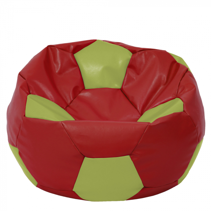 Mega Ball - fotoliu puf - imitatie piele rosu/verde [1]