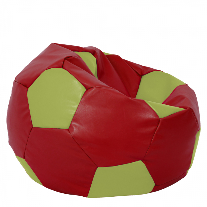 Mega Ball - fotoliu puf - imitatie piele rosu/verde [2]