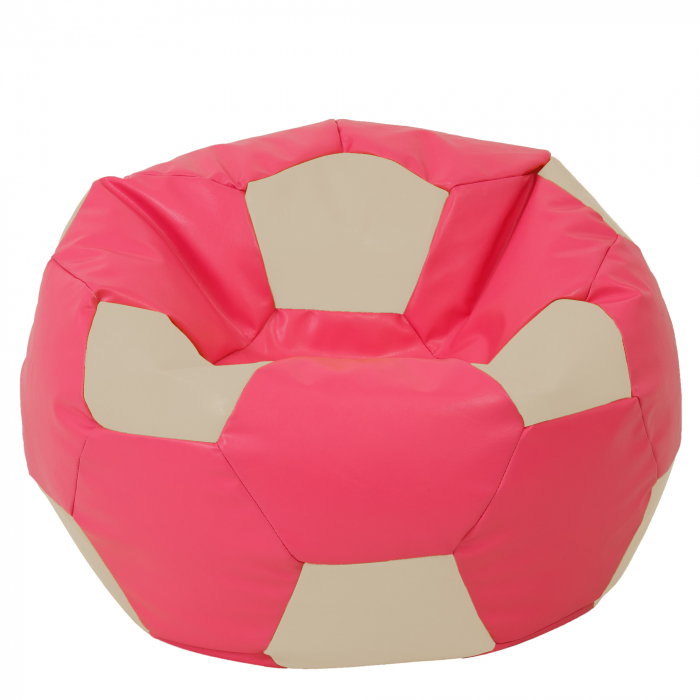 Mega Ball - fotoliu puf - imitatie piele roz/crem [1]