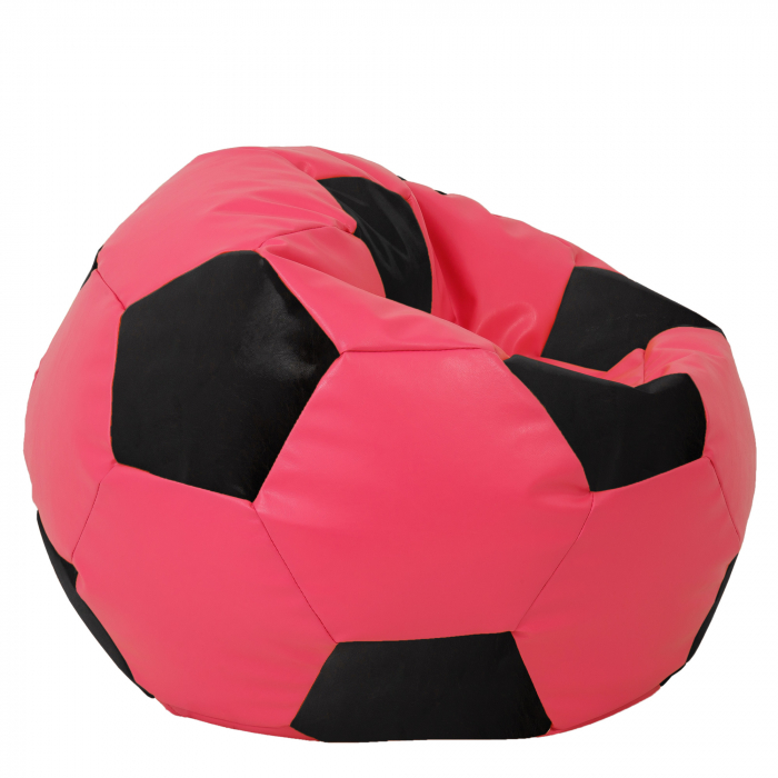 Mega Ball - fotoliu puf - imitatie piele roz/negru [2]