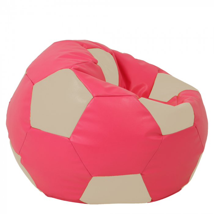 Mega Ball - fotoliu puf - imitatie piele roz/crem [2]