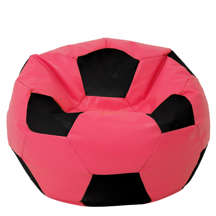 Mega Ball - fotoliu puf - imitatie piele roz/negru [1]
