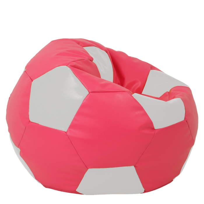 Mega Ball - fotoliu puf - imitatie piele roz/alb [2]