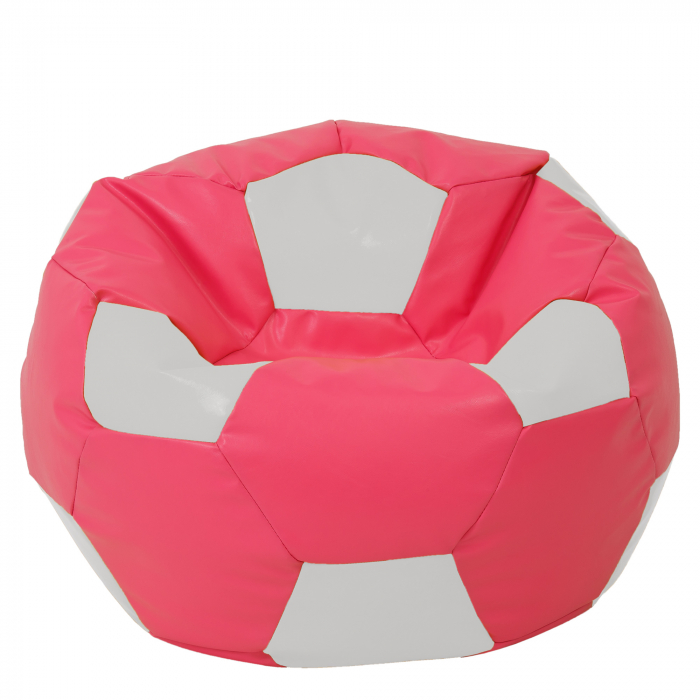 Mega Ball - fotoliu puf - imitatie piele roz/alb [1]