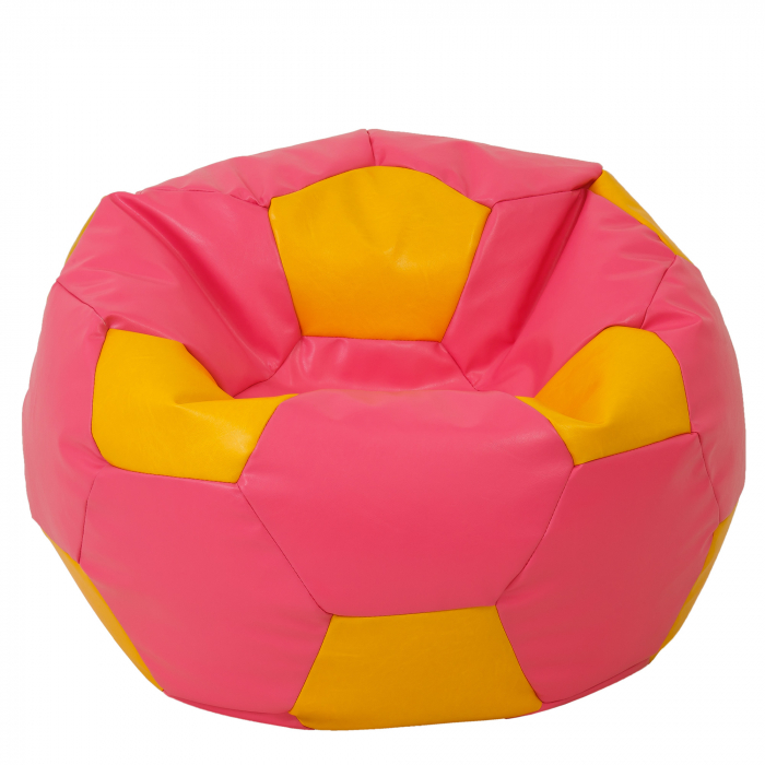 Mega Ball - fotoliu puf - imitatie piele roz/galben [1]