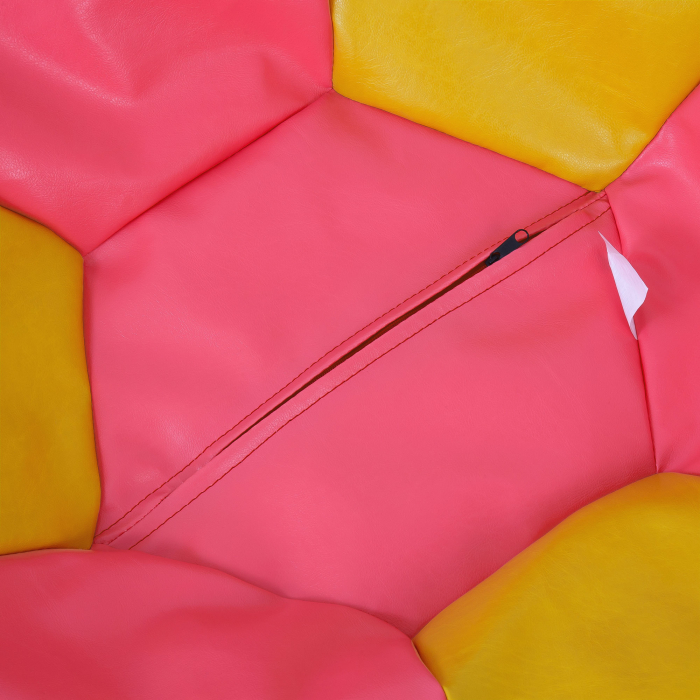Mega Ball - fotoliu puf - imitatie piele roz/galben [3]