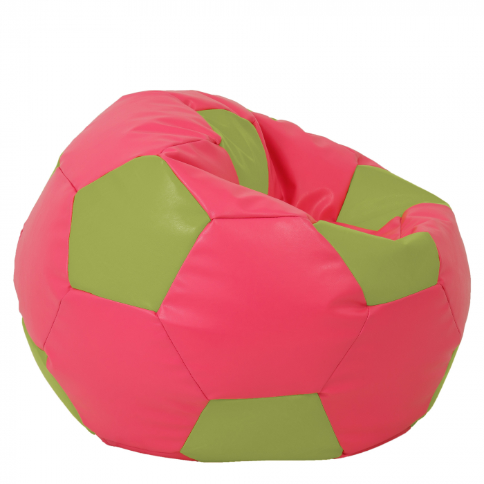 Mega Ball - fotoliu puf - imitatie piele roz/verde [2]