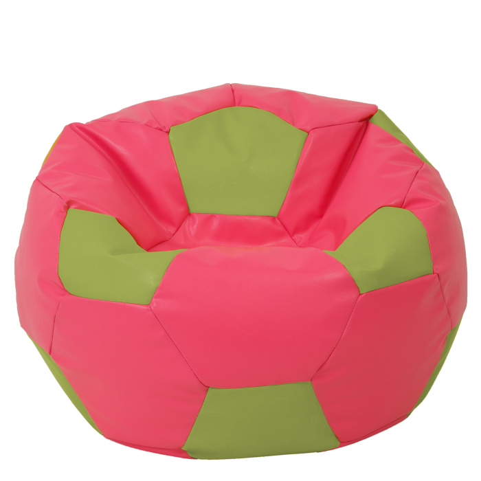 Mega Ball - fotoliu puf - imitatie piele roz/verde [1]