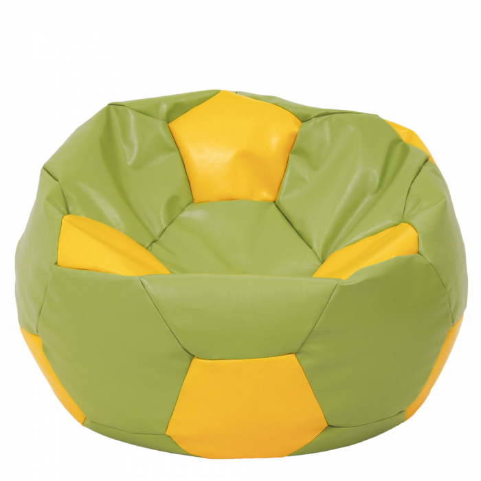 Mega Ball - fotoliu puf - imitatie piele verde/galben [1]