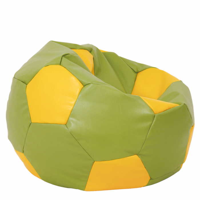 Mega Ball - fotoliu puf - imitatie piele verde/galben [2]