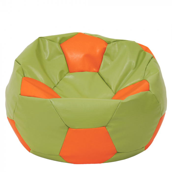 Mega Ball - fotoliu puf - imitatie piele verde/portocaliu [1]