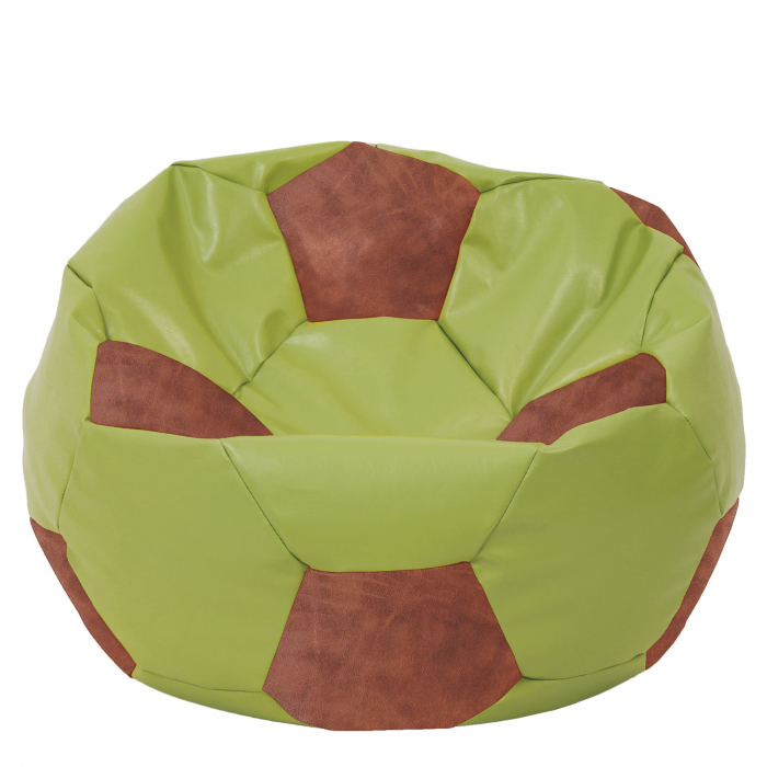 Mega Ball - fotoliu puf - imitatie piele verde/cognac [1]