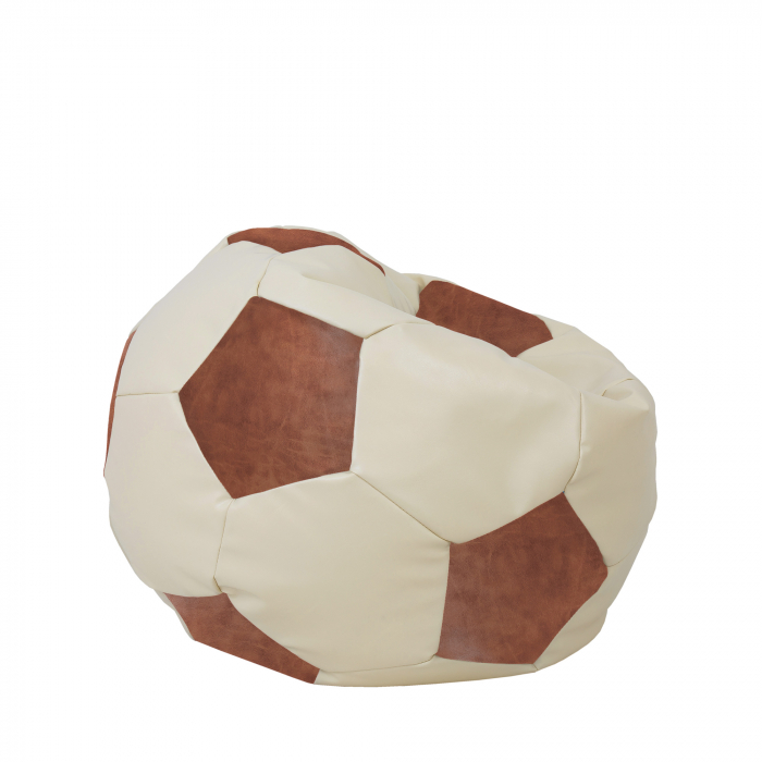Mondo Ball - fotoliu puf - imitatie piele - crem/cognac [2]