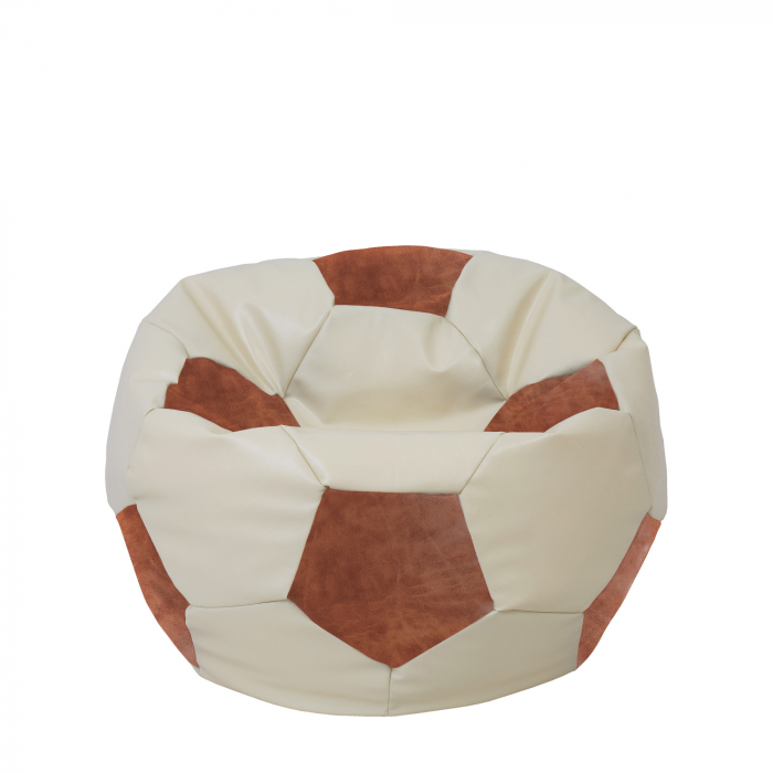 Mondo Ball - fotoliu puf - imitatie piele - crem/cognac [1]