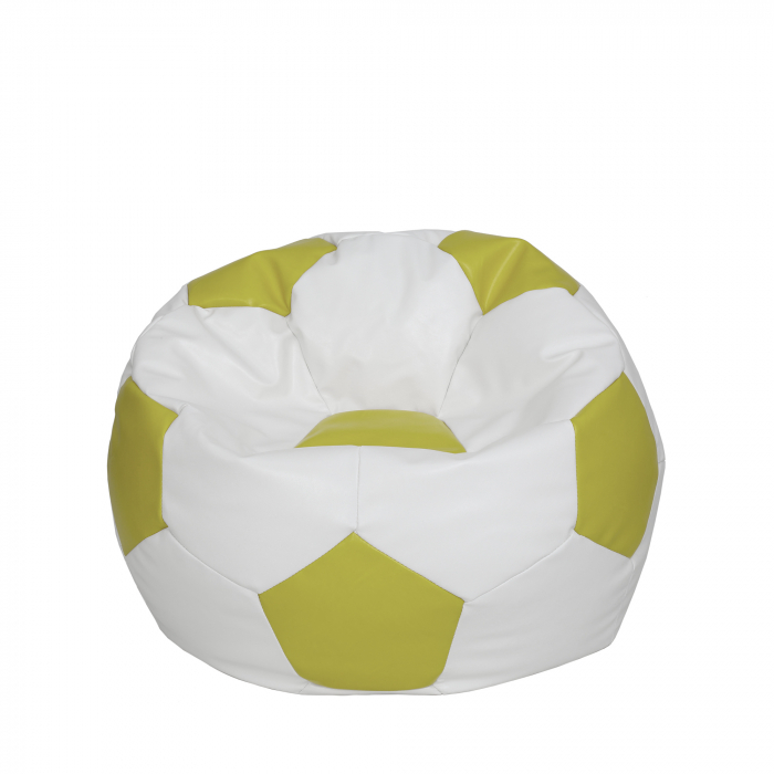 Mondo Ball - fotoliu puf - imitatie piele - alb/verde [1]