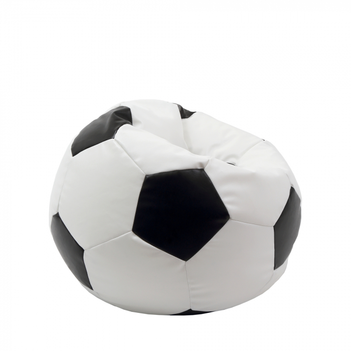 Mondo Ball - fotoliu puf - imitatie piele - alb/negru [2]