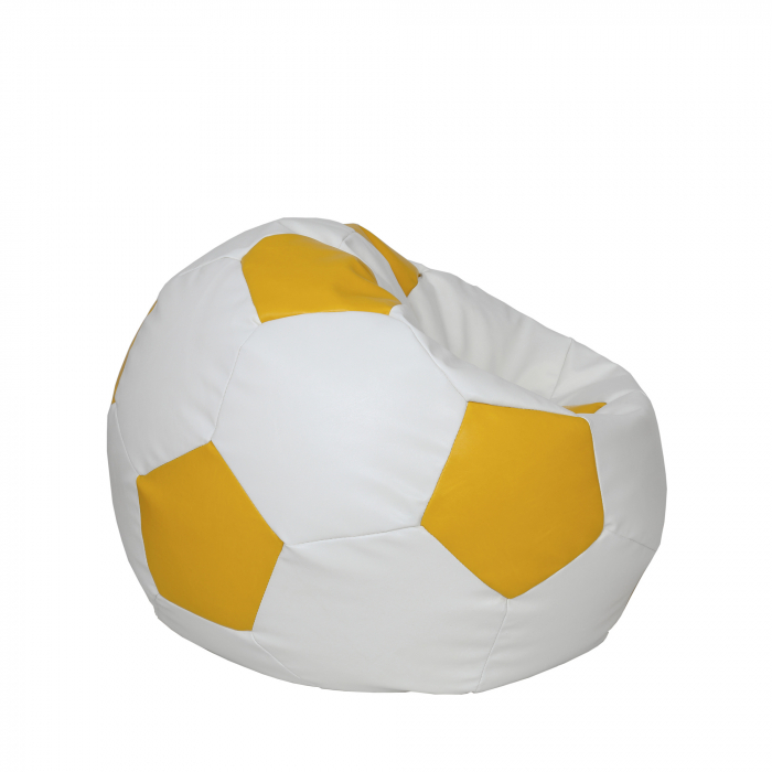 Mondo Ball - fotoliu puf - imitatie piele - alb/galben [2]