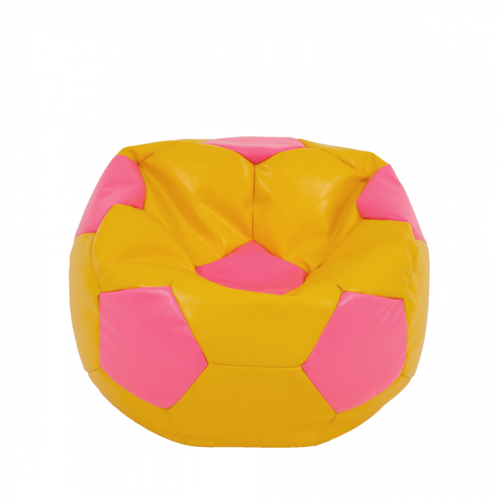 Mondo Ball - fotoliu puf - imitatie piele - galben/roz [1]