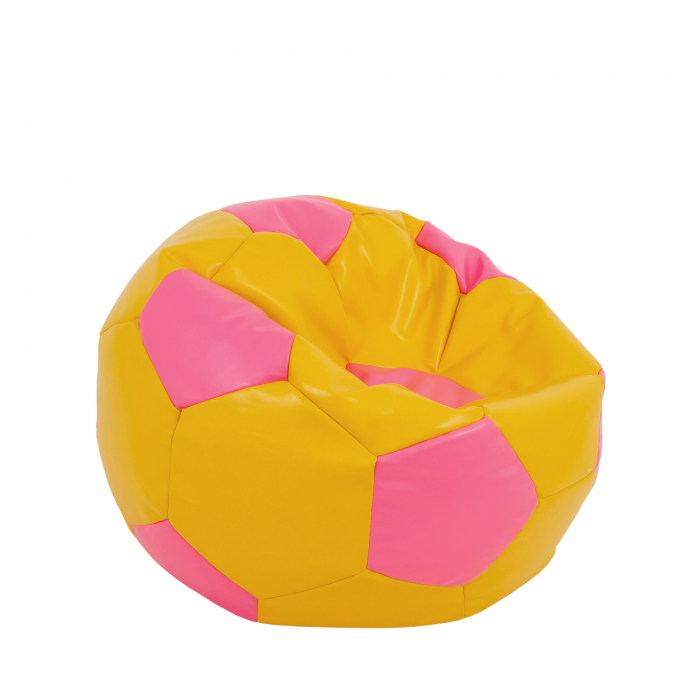 Mondo Ball - fotoliu puf - imitatie piele - galben/roz [2]