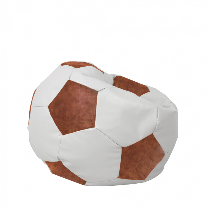 Mondo Ball - fotoliu puf - imitatie piele - alb/cognac [2]