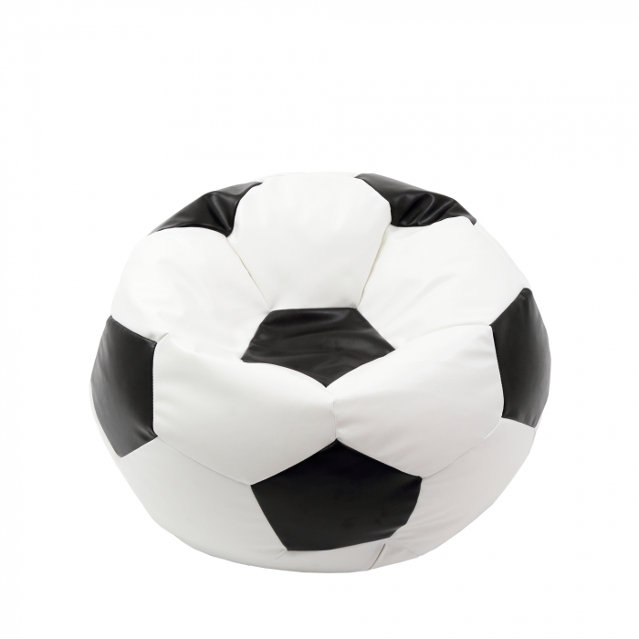 Mondo Ball - fotoliu puf - imitatie piele - alb/negru [1]
