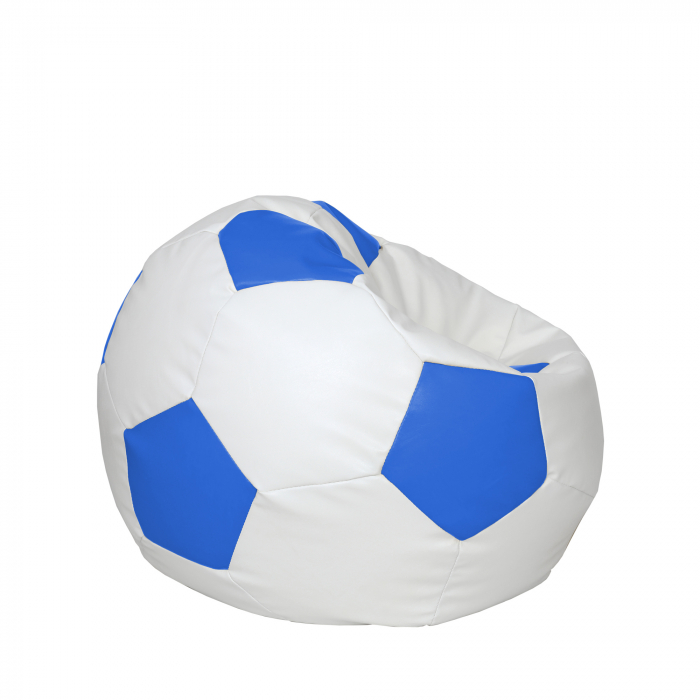 Mondo Ball - fotoliu puf - imitatie piele - alb/albastru [2]