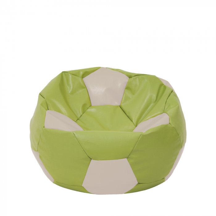 Mondo Ball - fotoliu puf - imitatie piele - verde/crem [1]