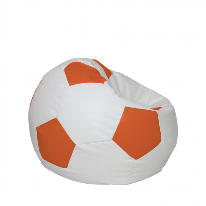 Mondo Ball - fotoliu puf - imitatie piele - alb/portocaliu [2]